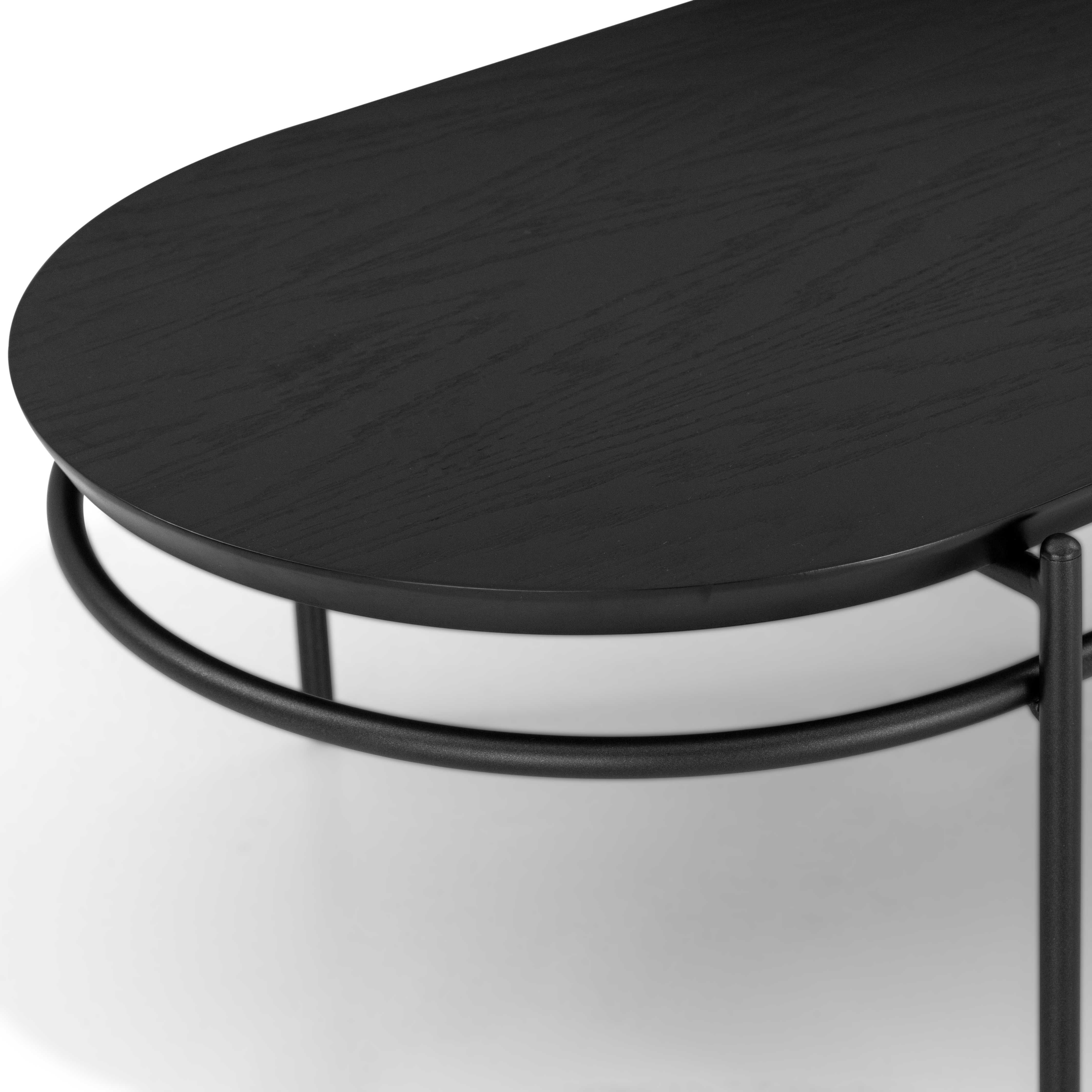 Tavolino da caffè in canna intrecciata a mano e finitura in Oak Oak nero con base in metallo, Linea Kora In condizioni Nuovo in vendita a Miami, FL