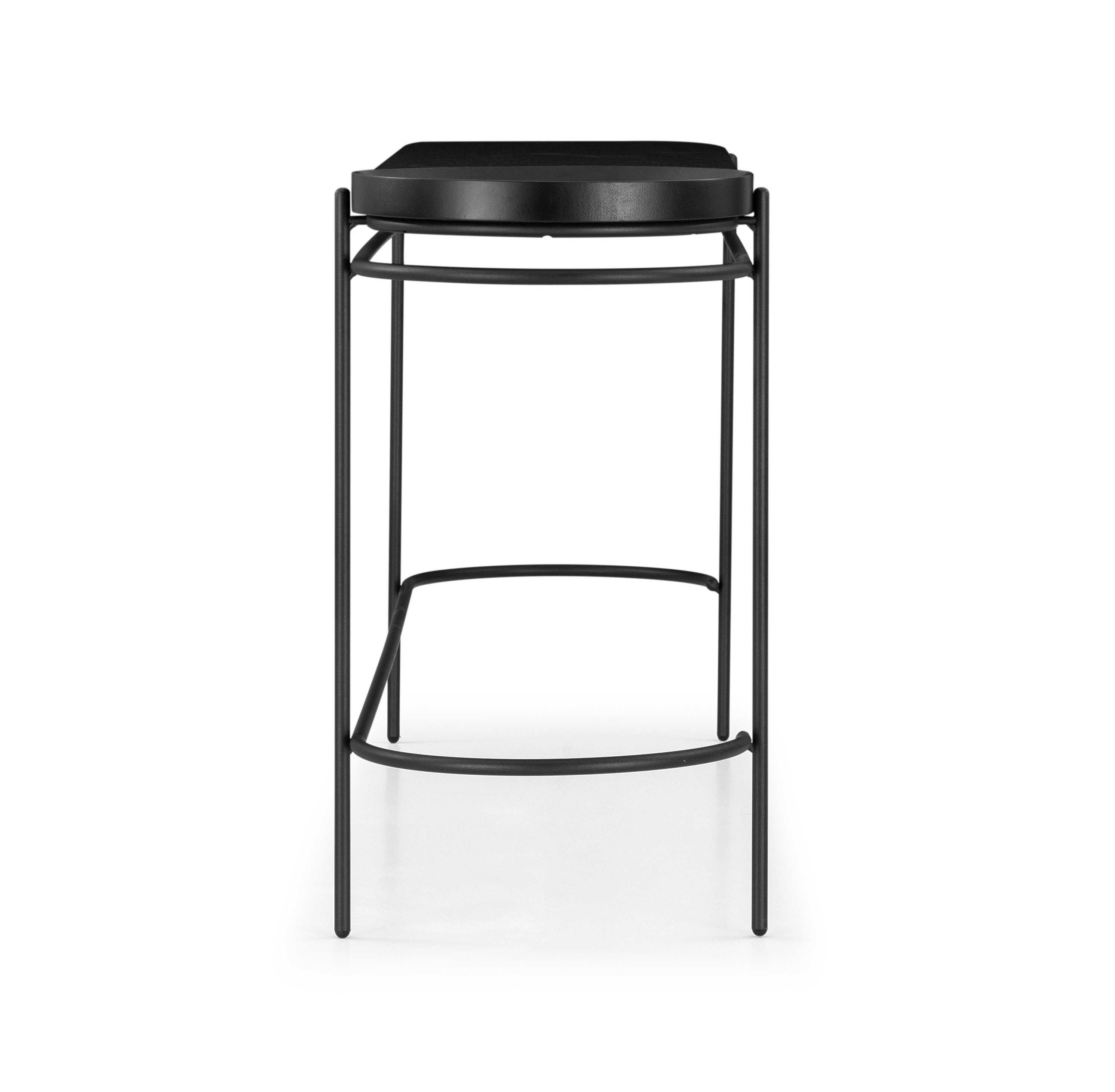 Veneer Black Oak Finish and Hand-Woven Cane Console Table with Metal Base, Kora Line For Sale