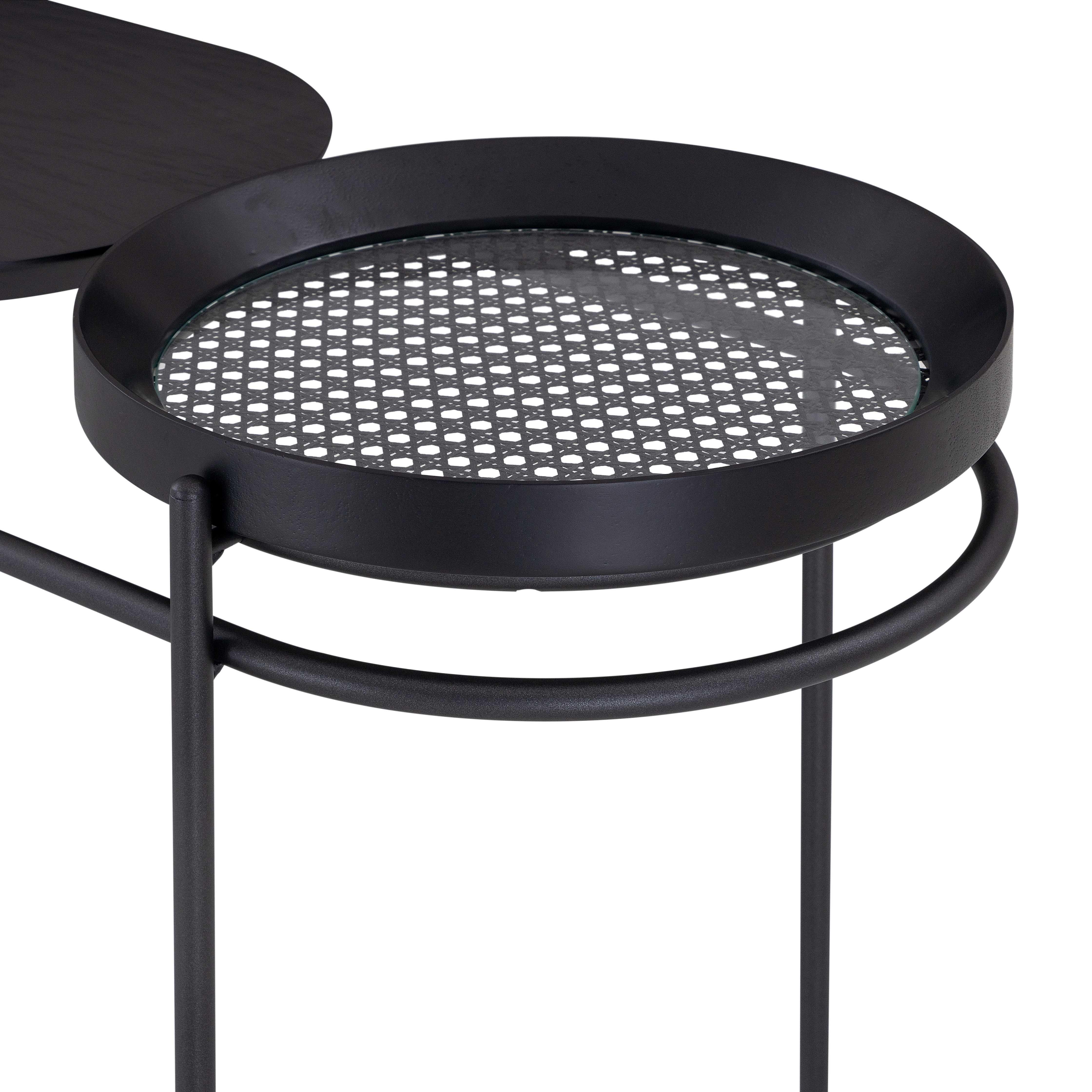 Black Oak Finish and Hand-Woven Cane Console Table with Metal Base, Kora Line In New Condition For Sale In Miami, FL