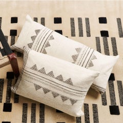Handwoven White Kora Large Lumbar Pillow In Natural Blend By Studio Variously