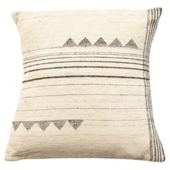 Kora Silk Wool Cotton Blend Black & White Handwoven Large Pillow