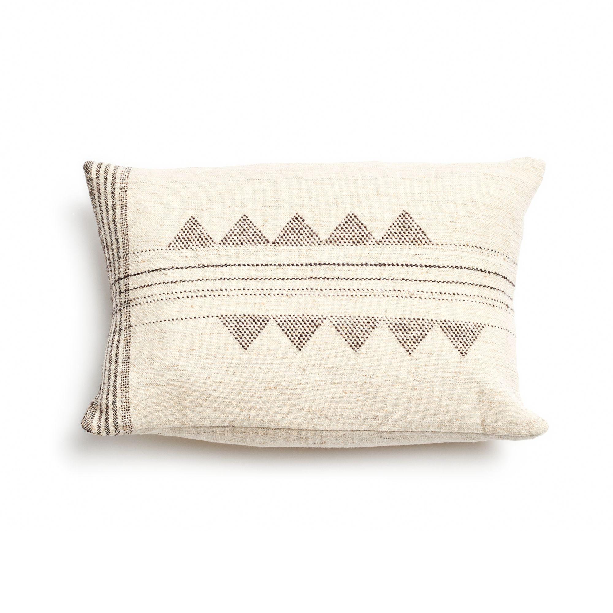 Modern Kora Small Lumbar Pillow,   Undyed & Handwoven In Silk Wool Cotton Blend For Sale