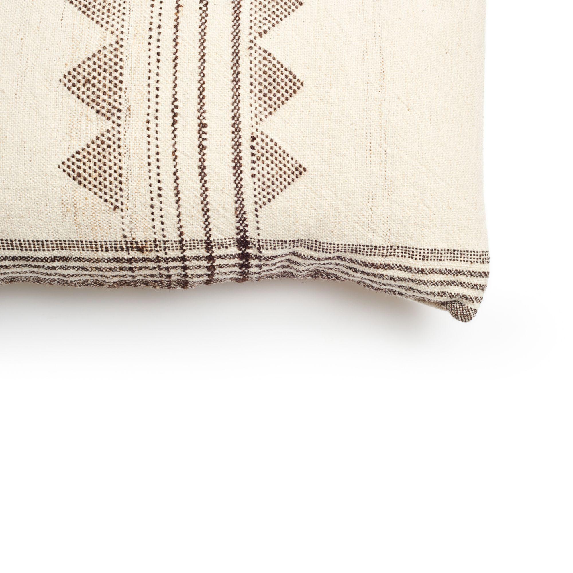 Indian Kora Small Lumbar Pillow,   Undyed & Handwoven In Silk Wool Cotton Blend For Sale