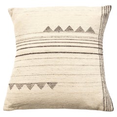 Kora White Blend Black & White Artisanal Handwoven Large Pillow