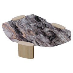 Kora X Marble Wood Coffee Table Arabescato Orobico, Contemporary Design, Italy