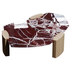 Mesa de centro de madera de mármol Kora X Rosso Levanto, Diseño contemporáneo