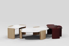 Kora X Marble Wood Coffee Table Volakas Contemporary Design, Made in Italy