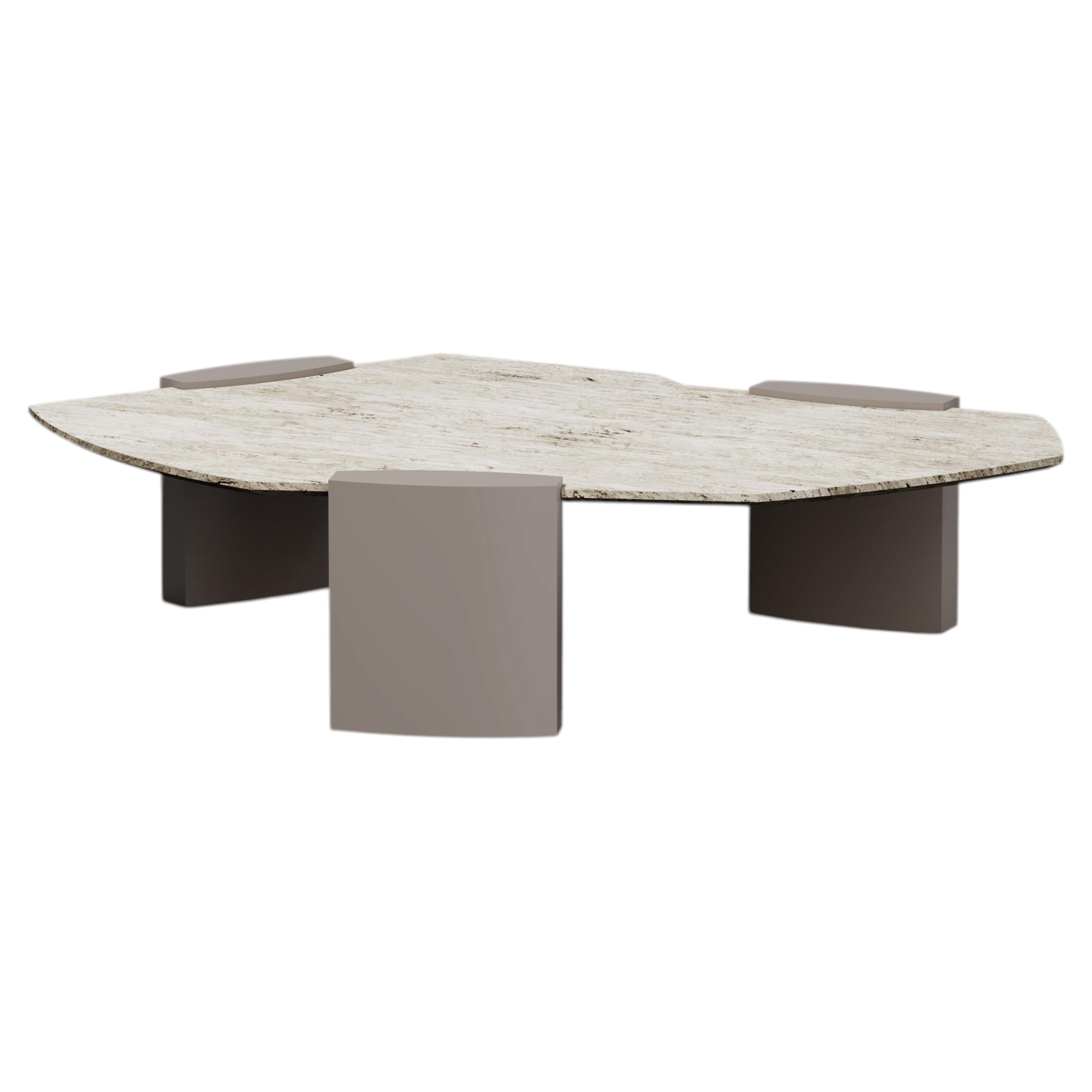Kora X Table basse en bois et marbre Volakas Design contemporain, Made in Italy