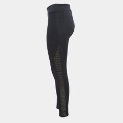 Koral Black Sheer Lurex Mesh Trim Jersey Leggings L