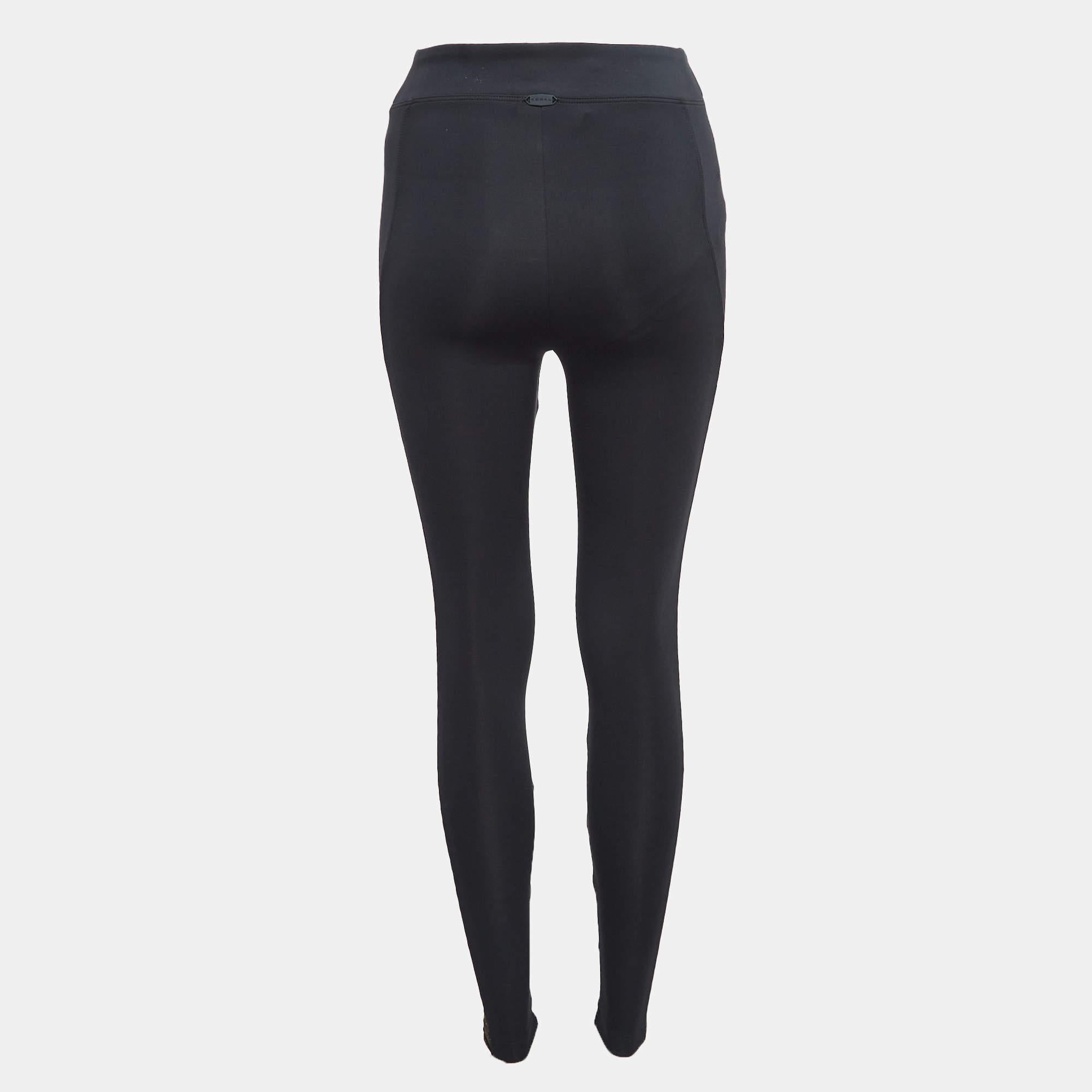 Nero Koral - Leggings in jersey nero con bordi trasparenti in lurex L.L.A. in vendita