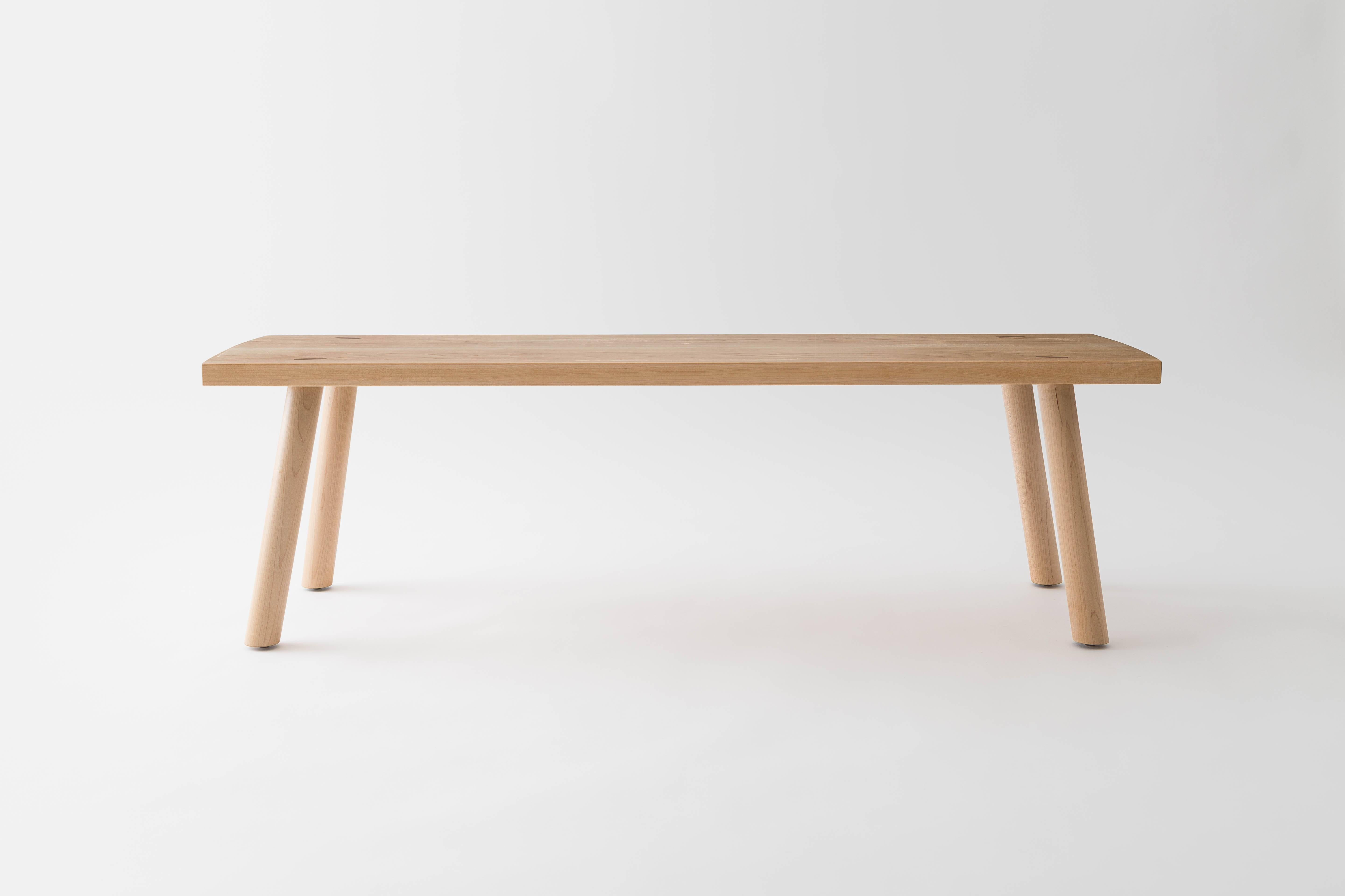 The Korben bench is built by hand in our Brooklyn studio using premium hardwoods. Simple and sturdy, the bench highlights its through joinery and a minimal Silhouette. Sized for a standard dining bench, it also well suited as a coffee or cocktail