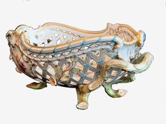 Korbschale Porzellan polychrom bemalt KPM Berlin nach 1870