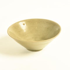 Korean 18th Century Celadon Tea Bowl in Silk Container with Box