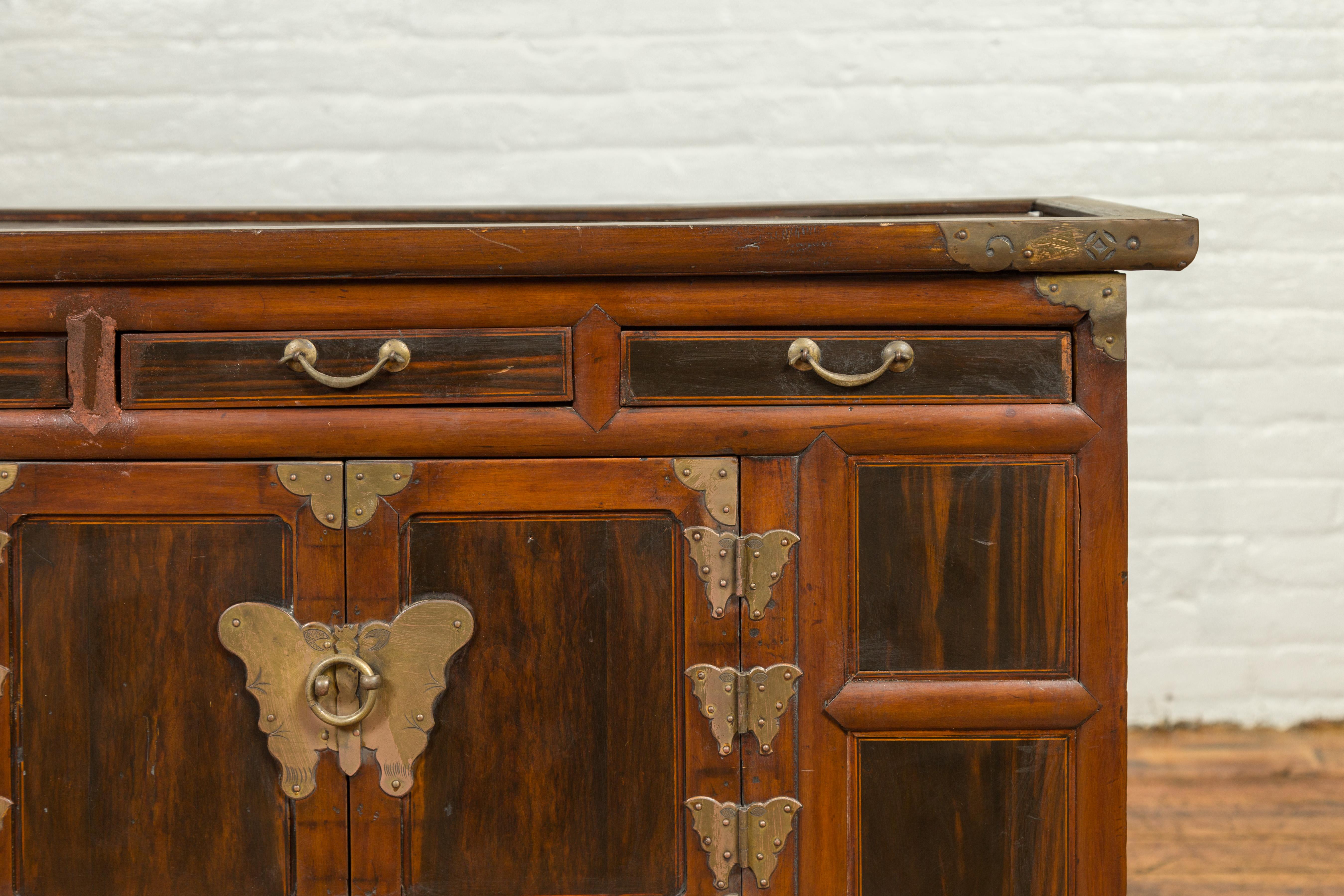 Korean 19th Century Wooden Cabinet with Drawers, Doors and Butterfly Hardware 2