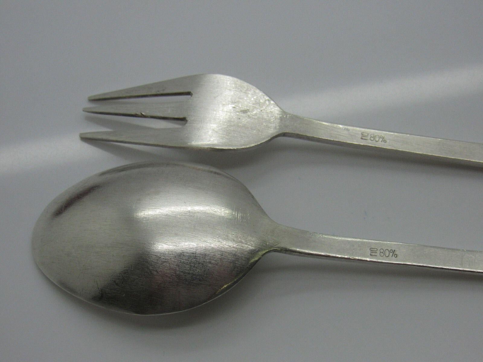20th Century Korean 80% Silver Youth Spoon and Fork Set