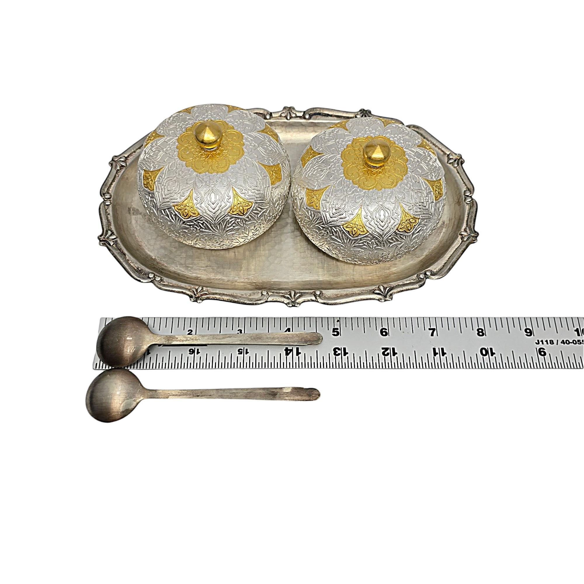 Set di ciotole per condimento in argento fine e dorato al 99% con scatola #20964 in vendita 6