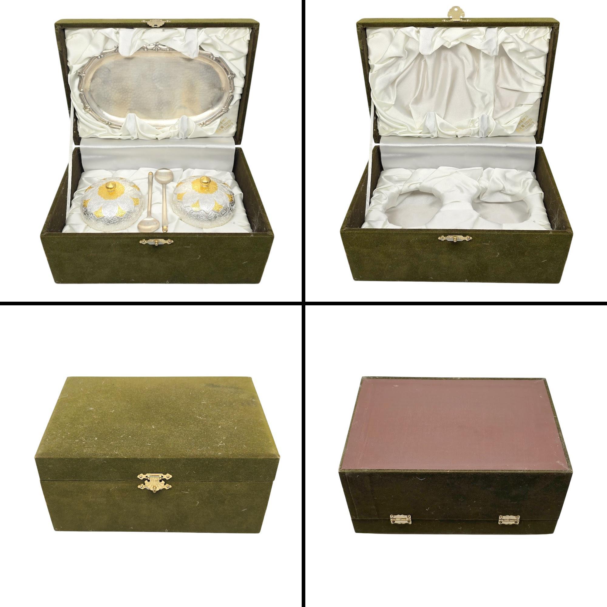 Set di ciotole per condimento in argento fine e dorato al 99% con scatola #20964 in vendita 4