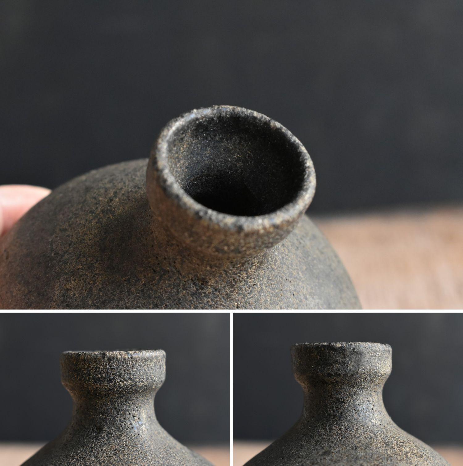 Korean antique black glaze pottery/Joseon period/15th-16th century/small vase For Sale 2