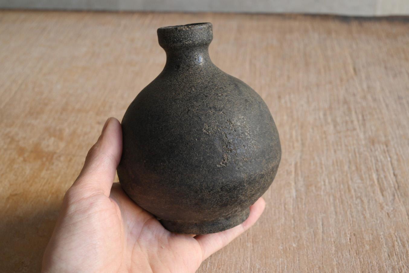 Other Korean antique black glaze pottery/Joseon period/15th-16th century/small vase For Sale