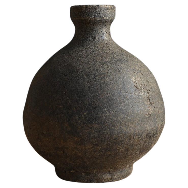 Korean antique black glaze pottery/Joseon period/15th-16th century/small vase For Sale