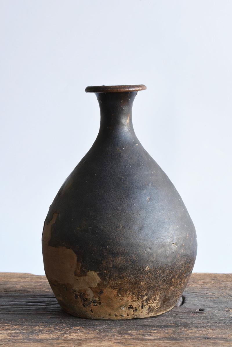Glazed Korean Antique Black Glaze Vase / 15th Century / Wabi-Sabi Vase / Mingei