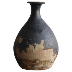 Korean Antique Black Glaze Vase / 15th Century / Wabi-Sabi Vase / Mingei