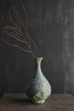 Korean antique bronze vase/Goryeo period/12th-13th century / Wabi-Sabi Vase