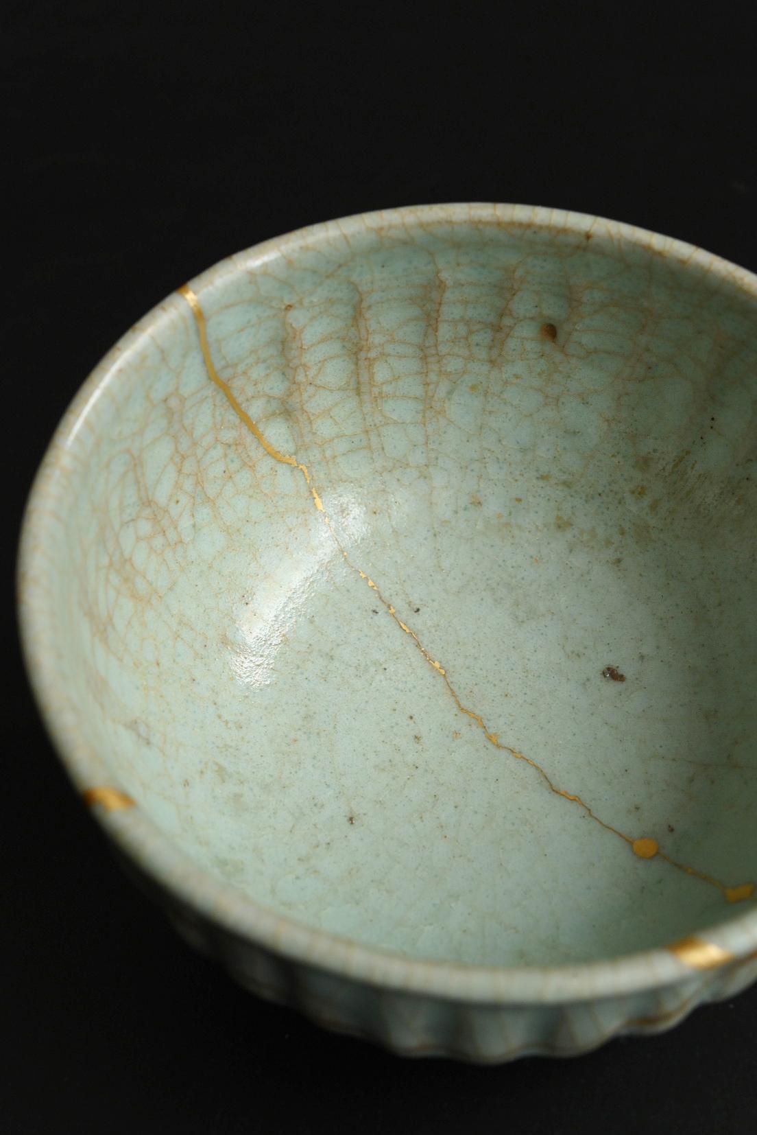 Bol à thé coréen antique en céladon / période Goryeo / vers le 12e siècle/kin-tsugi en vente 5