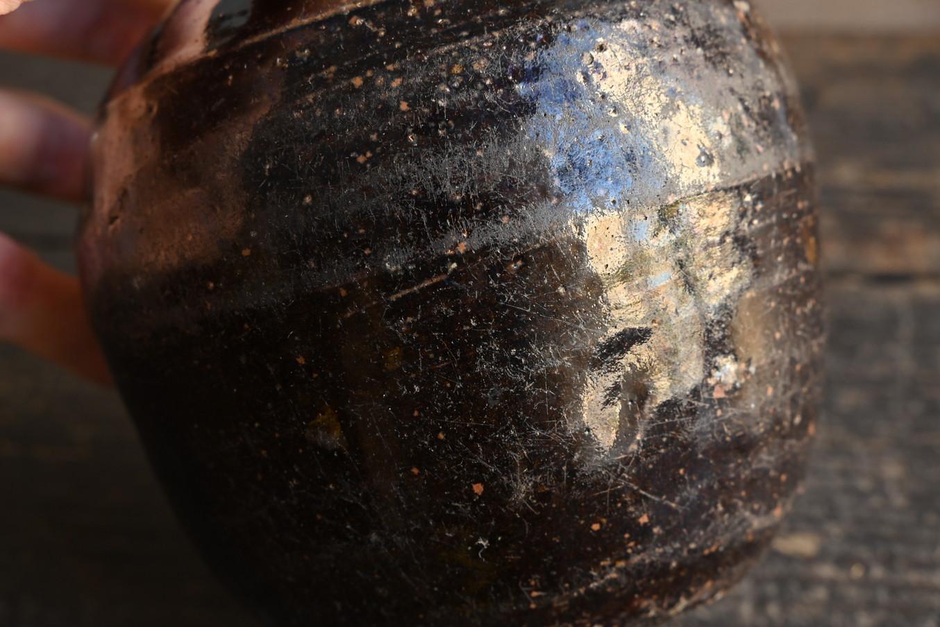 Korean antique pottery black glaze vase/15th-16th century/small bottle For Sale 8