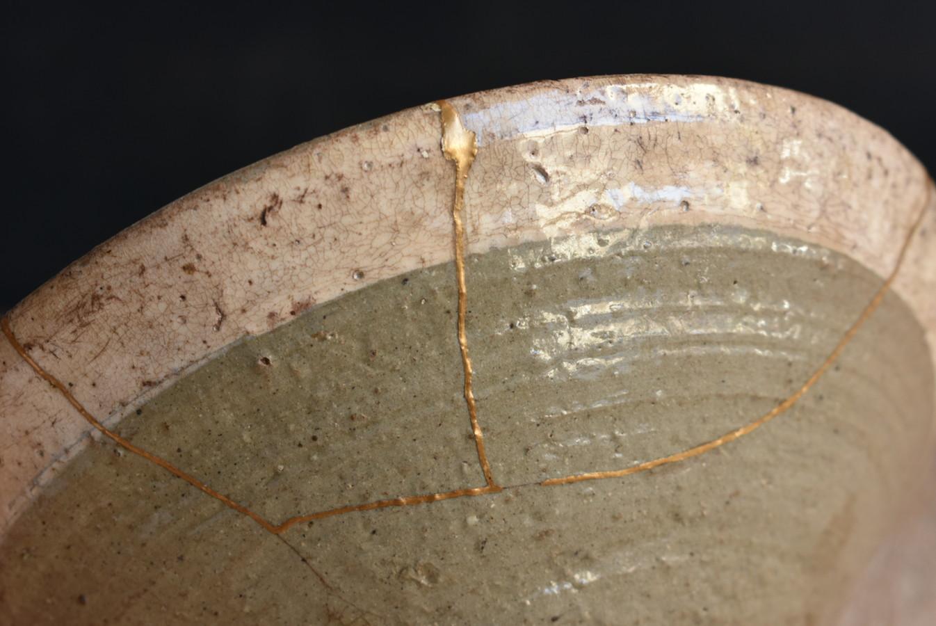 Koreanische antike Wabisabi-Teeschale aus Keramik/Joseon-Periode/15. JahrhundertKintsugi im Angebot 8