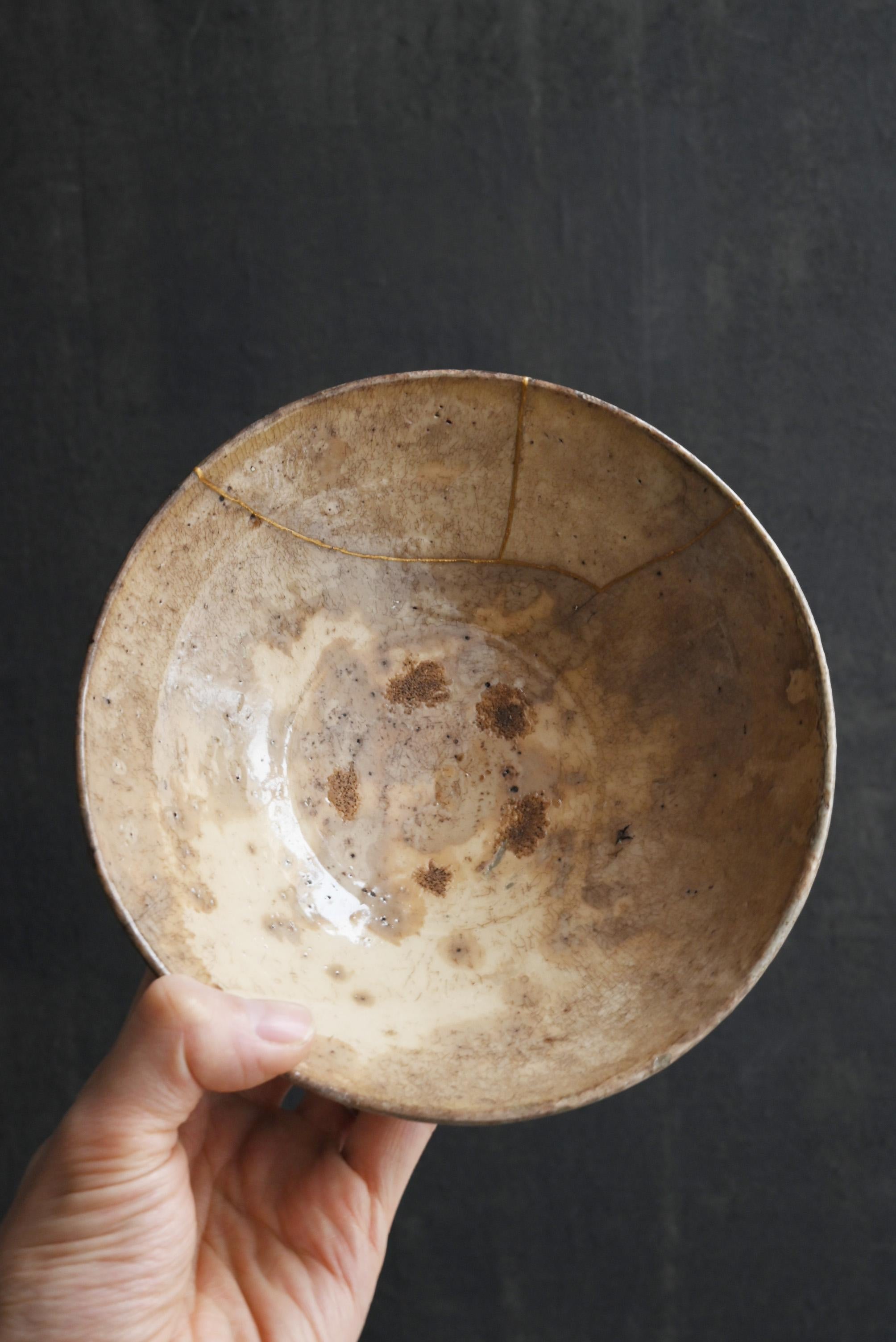 Koreanische antike Wabisabi-Teeschale aus Keramik/Joseon-Periode/15. JahrhundertKintsugi im Angebot 11