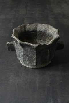 Korean antique stone bowl / 19th century / wabi-sabi vase / Joseon Dynasty