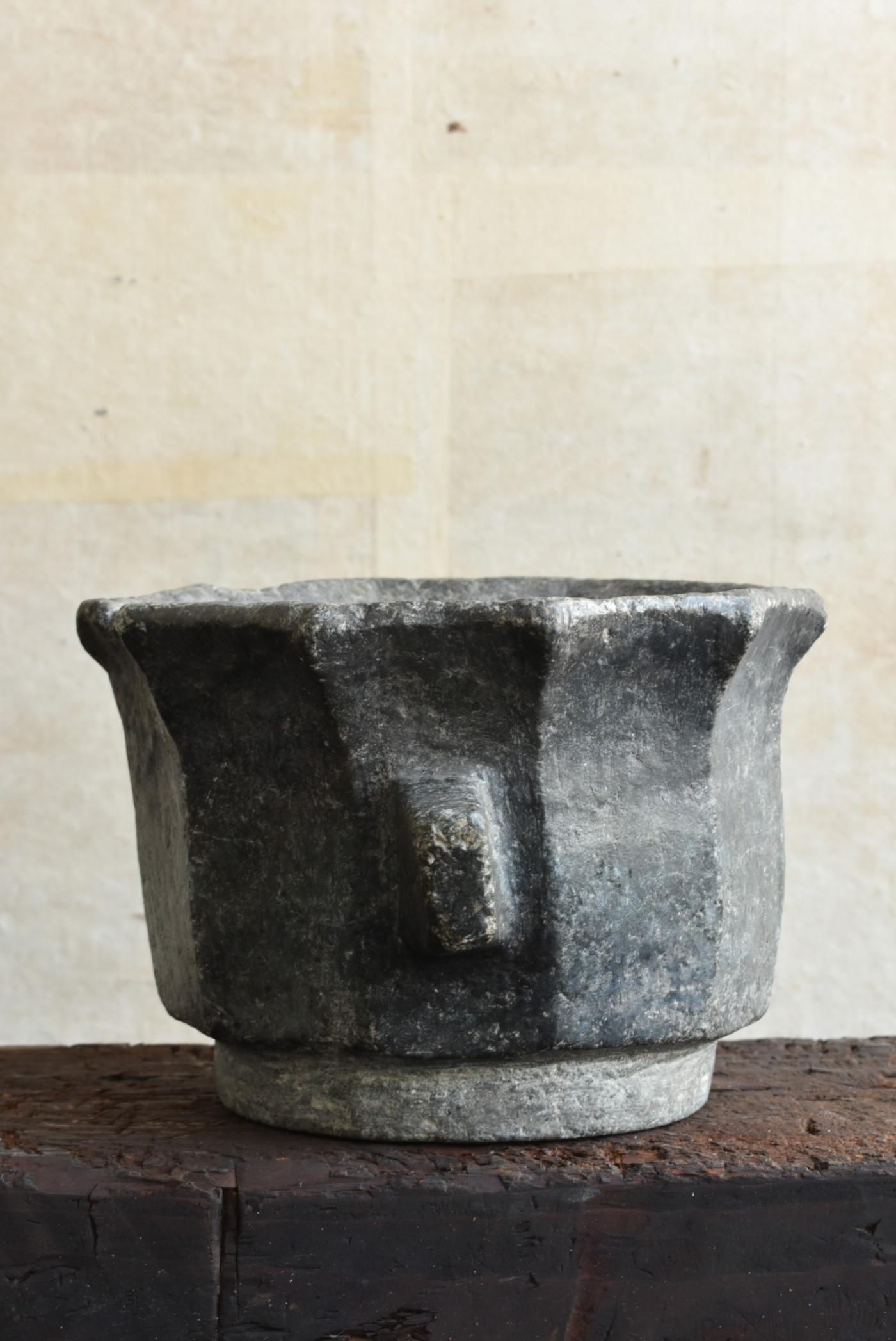 19th Century Korean antique stone bowl / 19th century / wabi-sabi vase / Joseon Dynasty