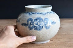 Korean Antique Vase/Antique Vase with White Porcelain Blue Dyeing in the Joseon