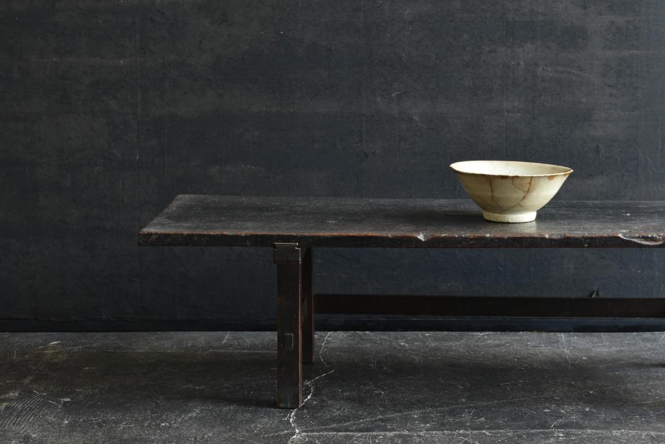 Glazed Korean antique white porcelain bowl/Kintsugi/16th century/Wabi-sabi object