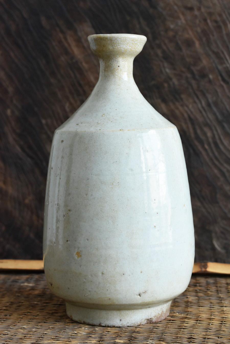 Glazed Korean Antique White Porcelain Vase / Nice Shaped Vase / Late 18th Century For Sale