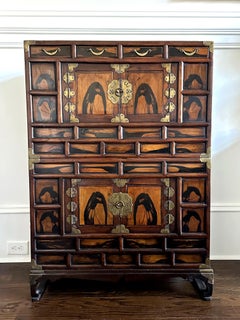 Korean Antique Pine and Persimmon Wood Stacking Nong Cabinets