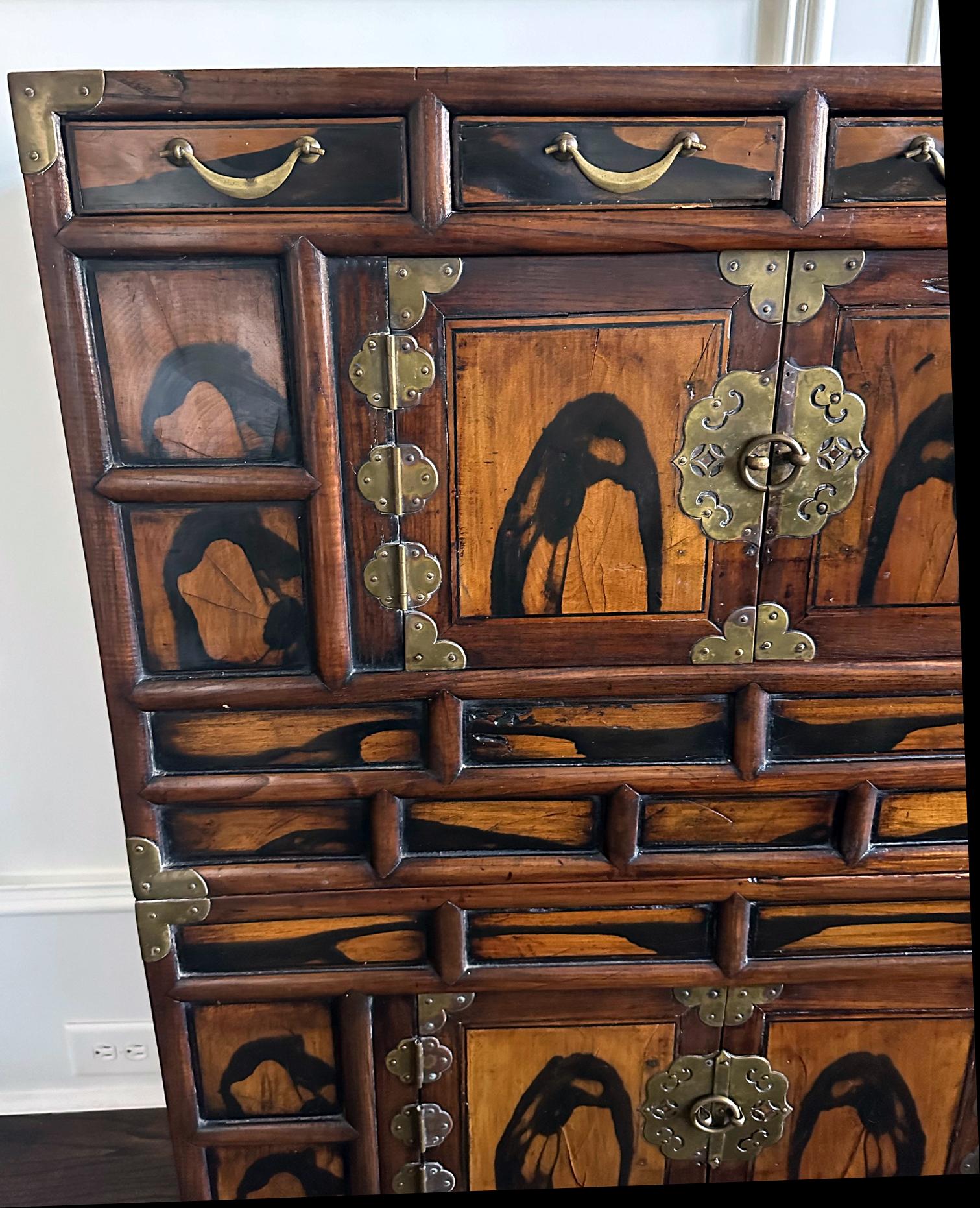 Korean Antique Wood Stacking Nong Cabinets  For Sale 2