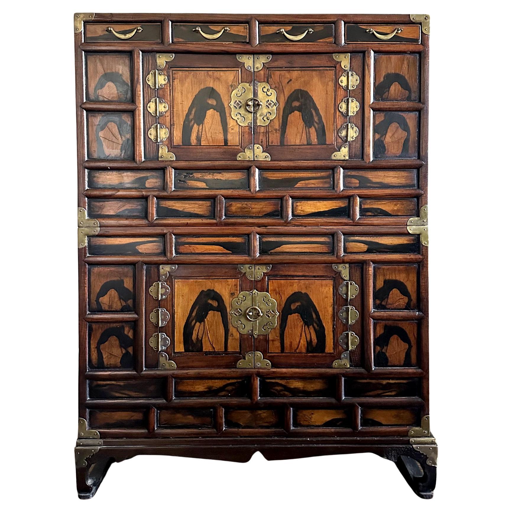 Korean Antique Wood Stacking Nong Cabinets  For Sale