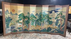 Korean Asian Large Long Life Byobu Byeongpung Shipjangsaengdo Ten Panel Screen