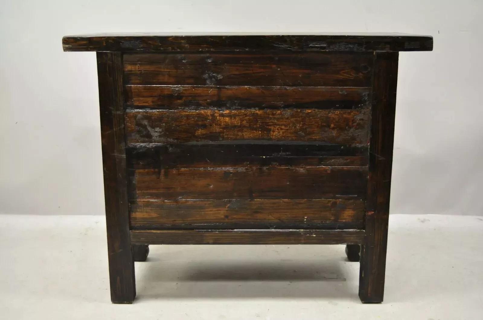 Korean Black Hand Painted Altar Style Sideboard Cabinet Console Table Credenza For Sale 3