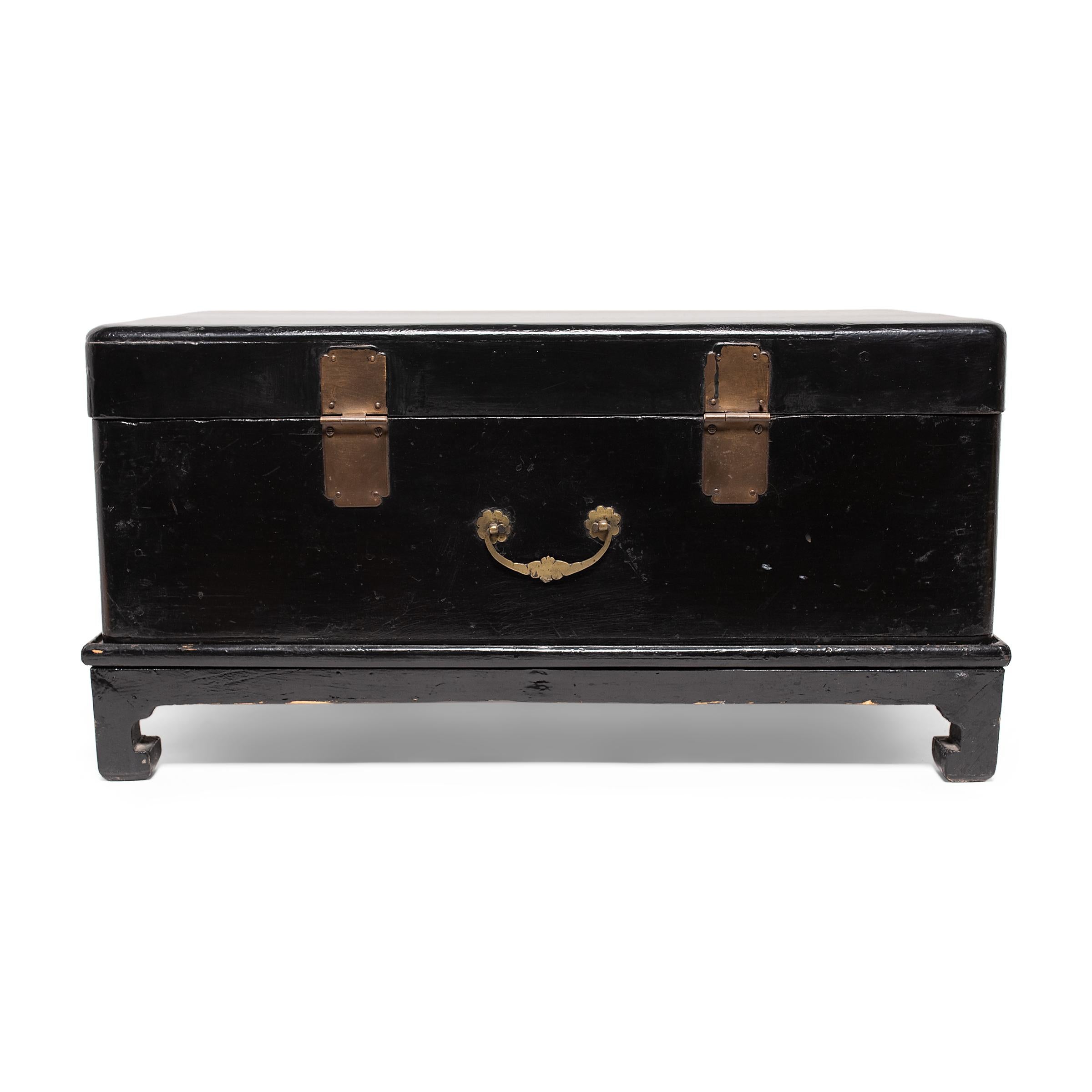 Lacquered Korean Black Lacquer Wedding Chest