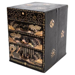 Korean Black Lacquered Miniature Chest of Drawers