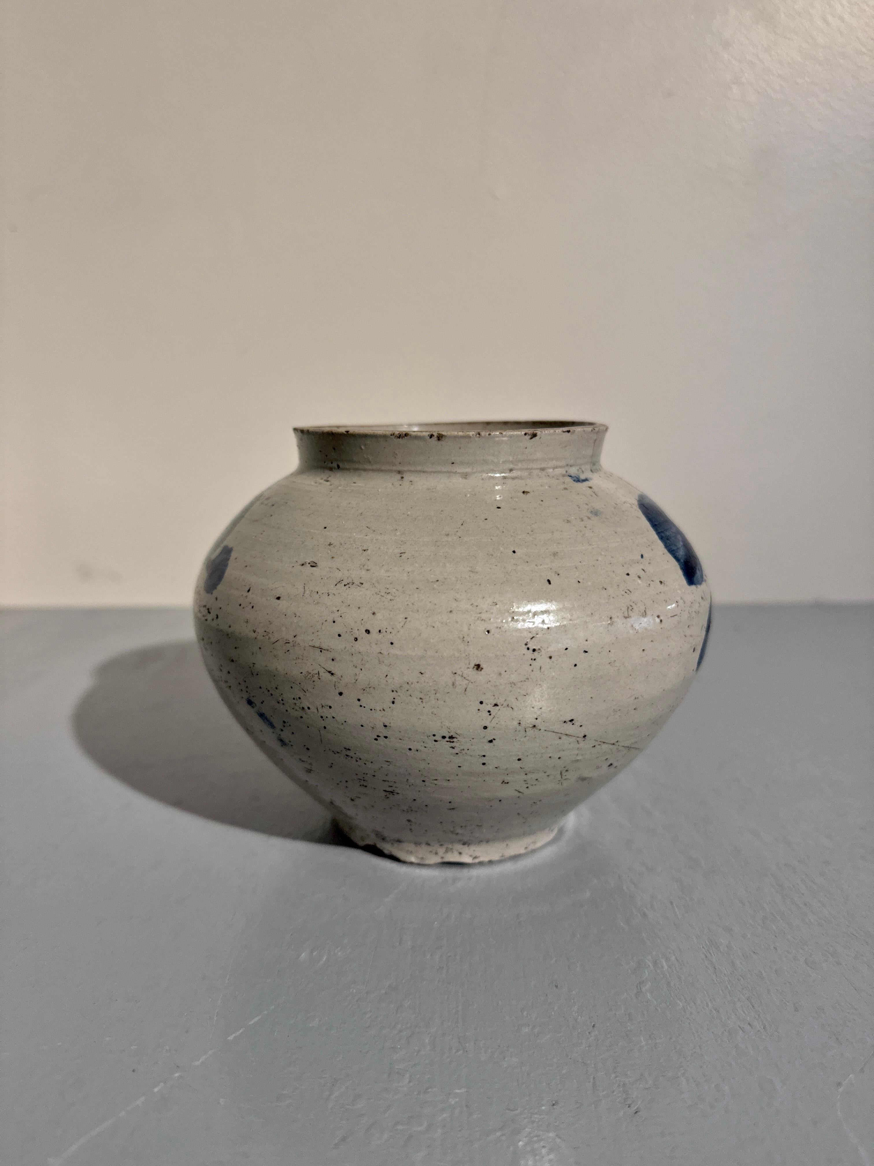 Fired Korean Blue and White Small Jar, Late Joseon Dynasty, c. 1895, Korea