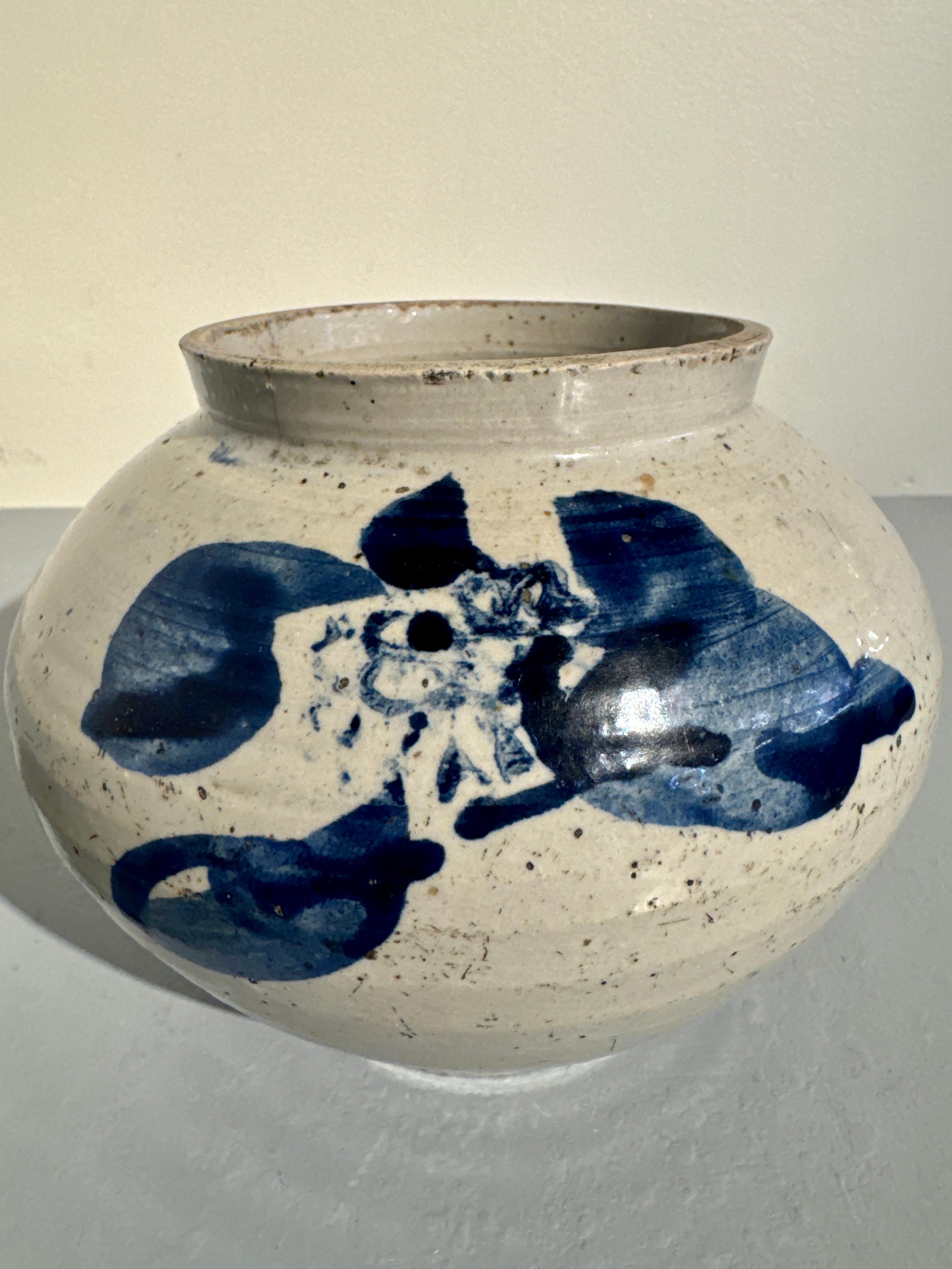 Porcelain Korean Blue and White Small Jar, Late Joseon Dynasty, c. 1895, Korea