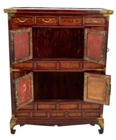 Korean Brass Mounted Elm Chest on Chest