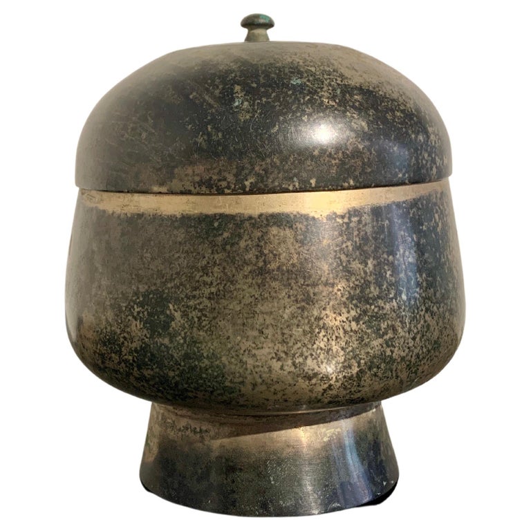 Korean Bronze or Brass Covered Bowl, Late Goryeo, 12th13th Century