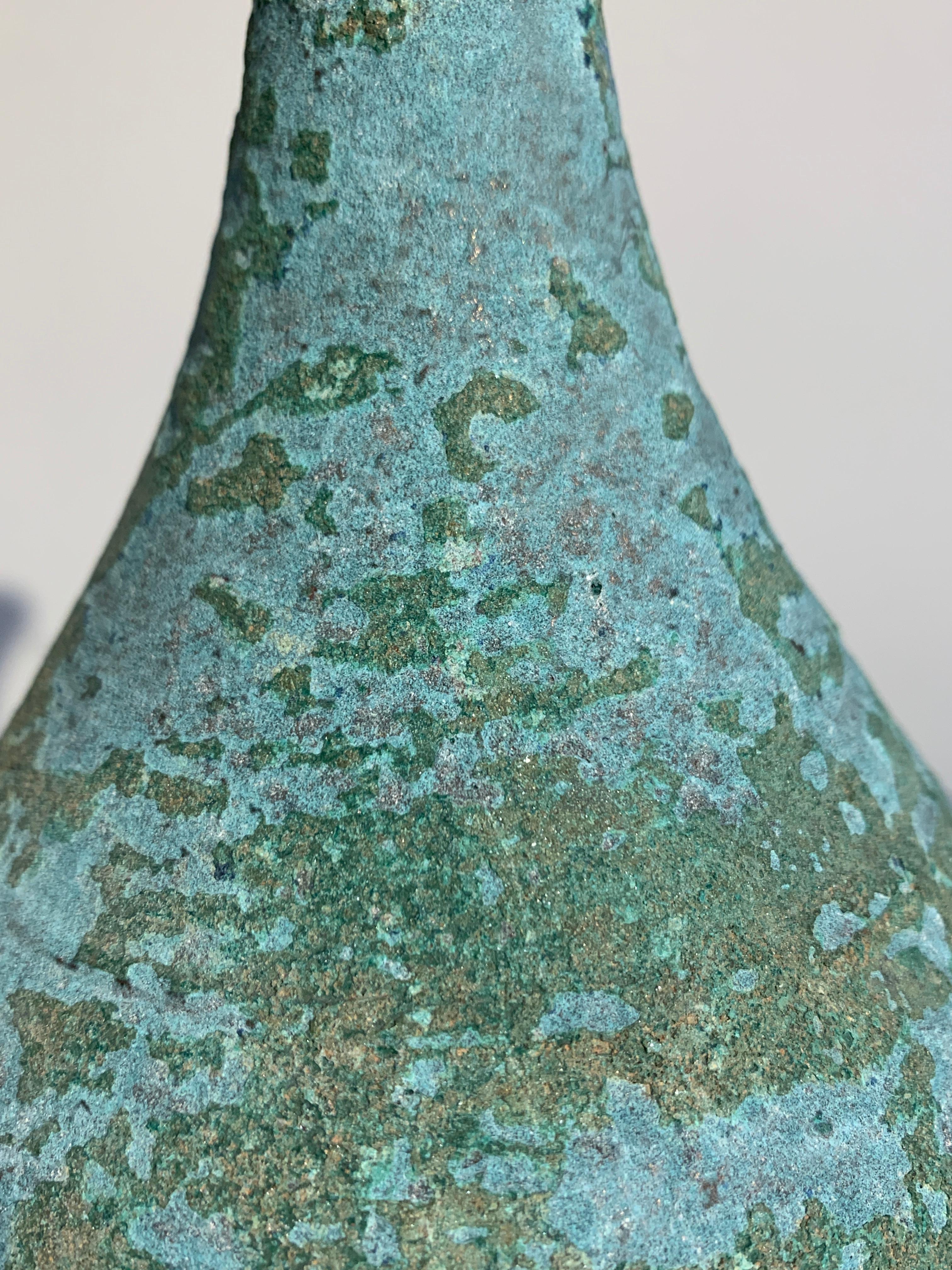 Korean Bronze Vase with Blue Green Patina, Goryeo Dynasty, 13th Century 1