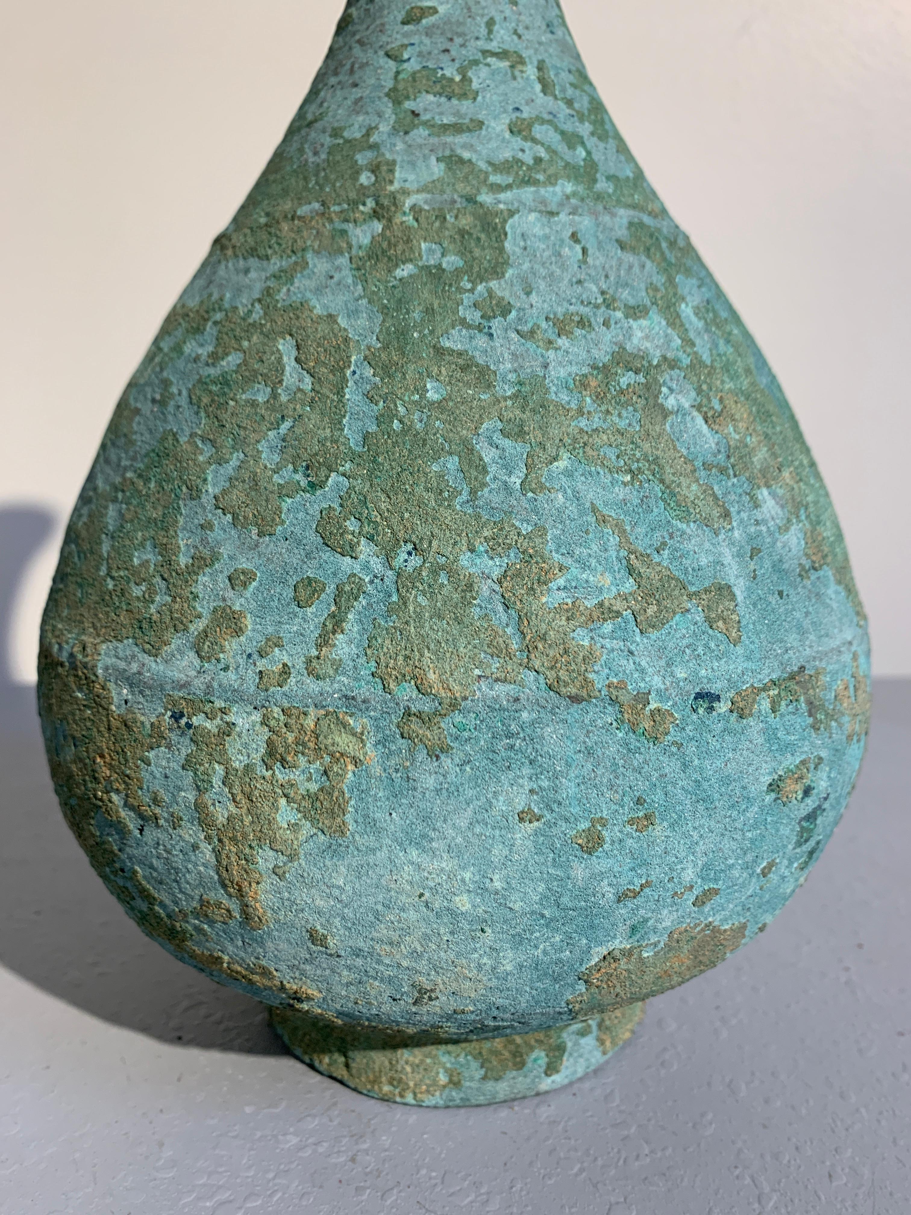 Korean Bronze Vase with Blue Green Patina, Goryeo Dynasty, 13th Century 2