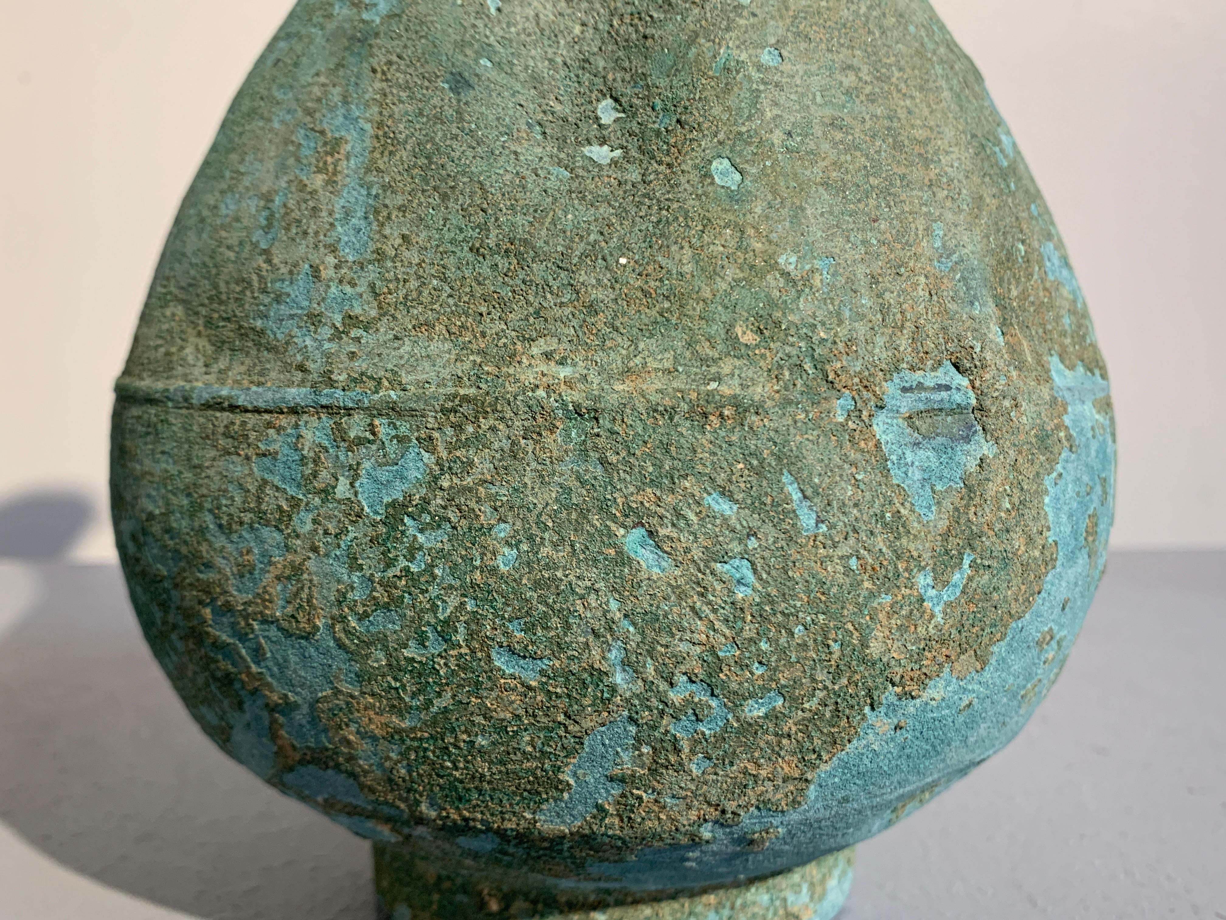 Korean Bronze Vase with Blue Green Patina, Goryeo Dynasty, 13th Century 3